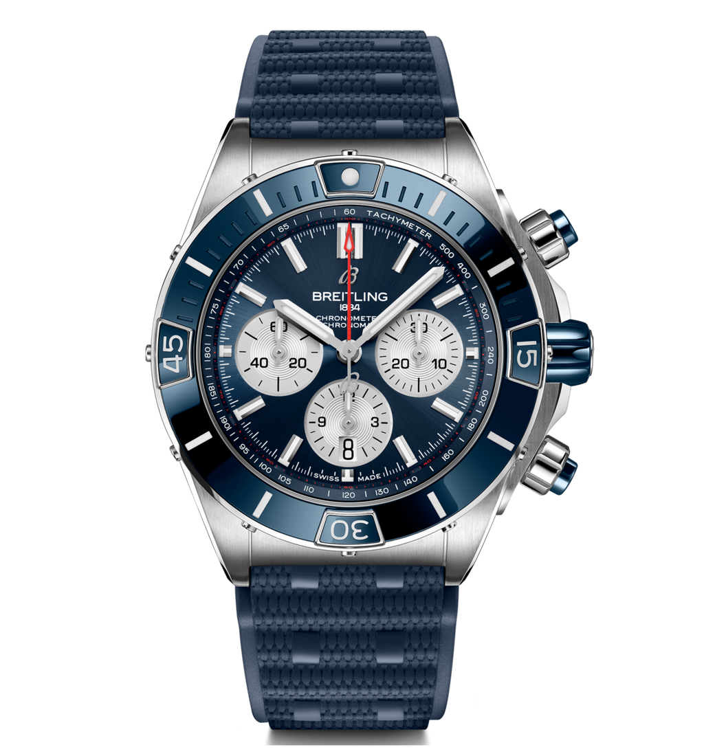 BRT Super Chronomat B01 44 with Blue Rubber Strap