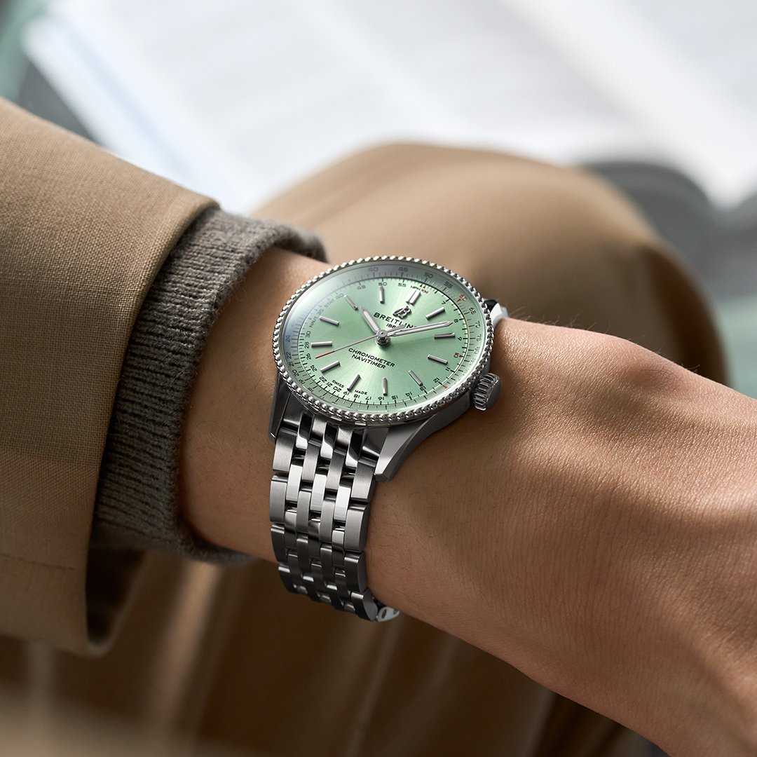 BRT Navitimer Automatic 36mm Watch with Mint Green Dial