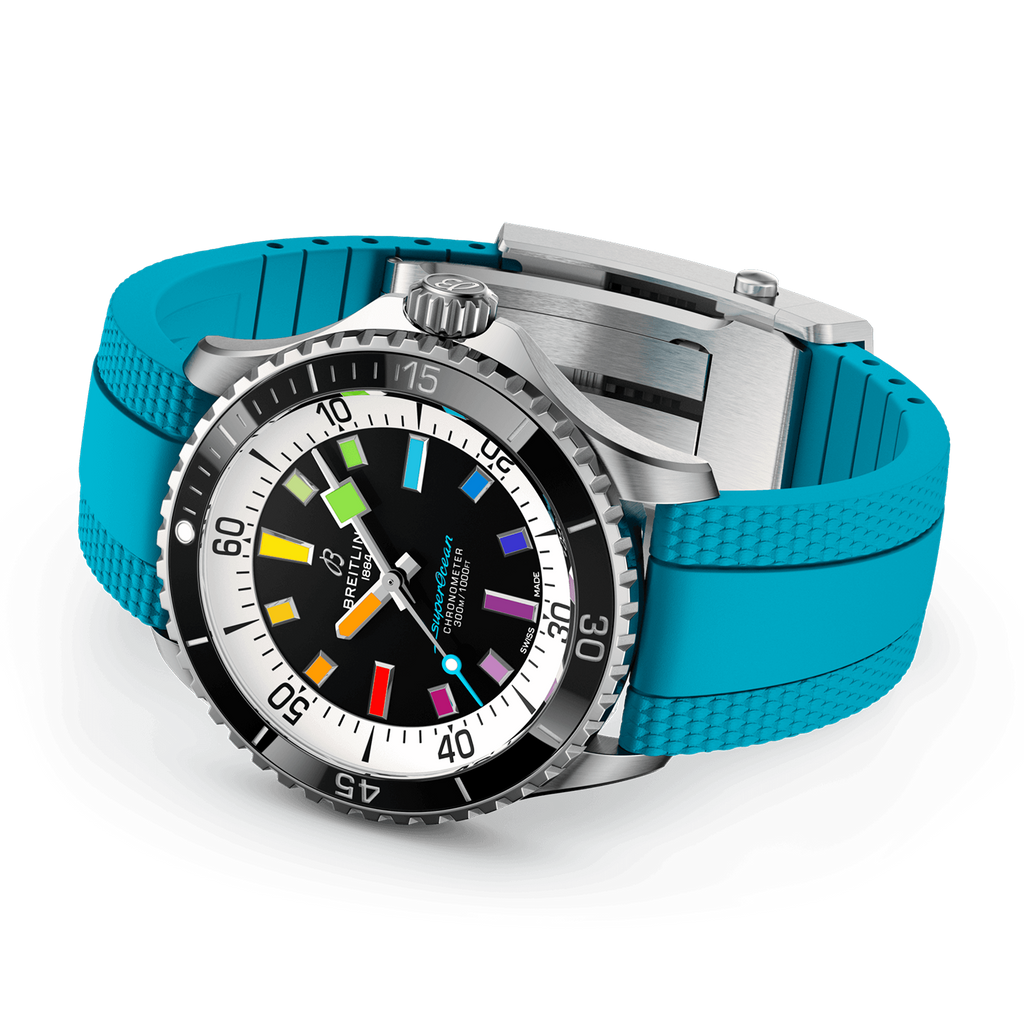 BRT Superocean Automatic 42 Watch with Turquoise Rubber Strap