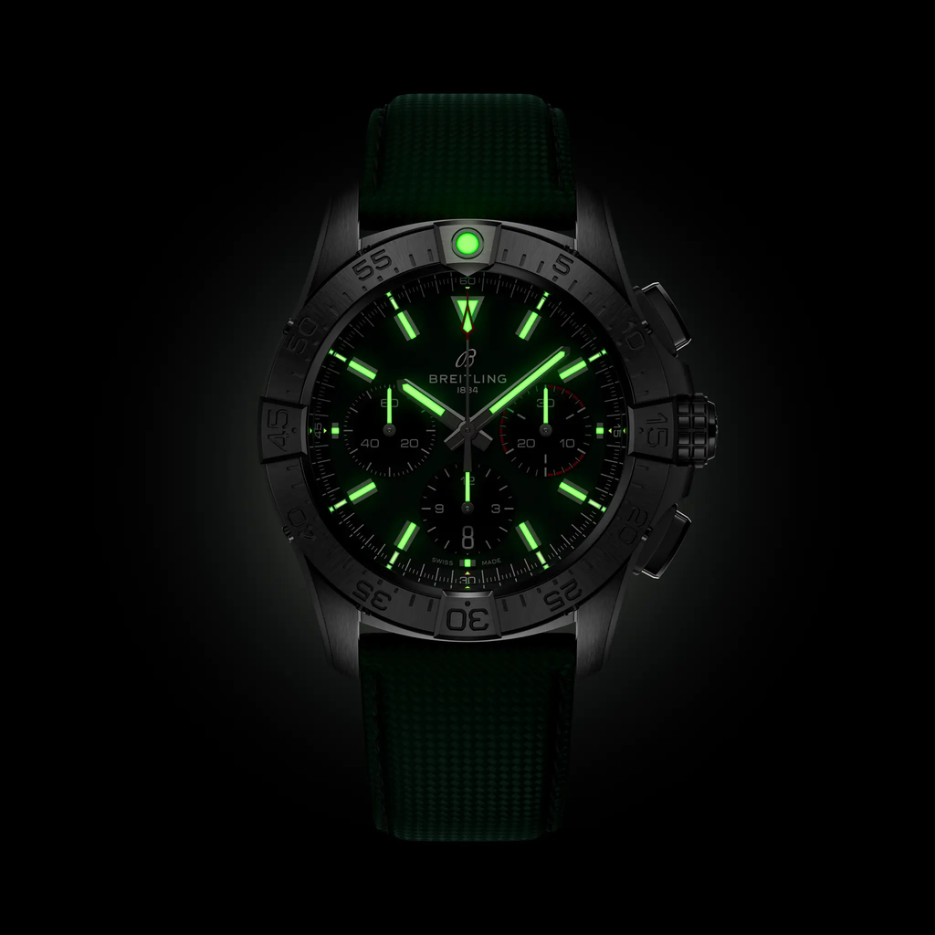 BRT Avenger B01 Chronograph 42 Watch with Dark Green Strap