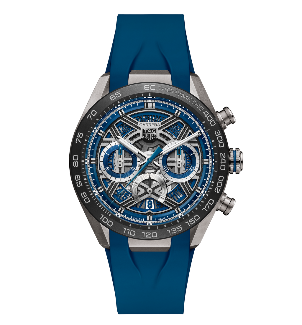 TGHR Carrera Chronograph Extreme Sport Watch with Blue Rubber Strap