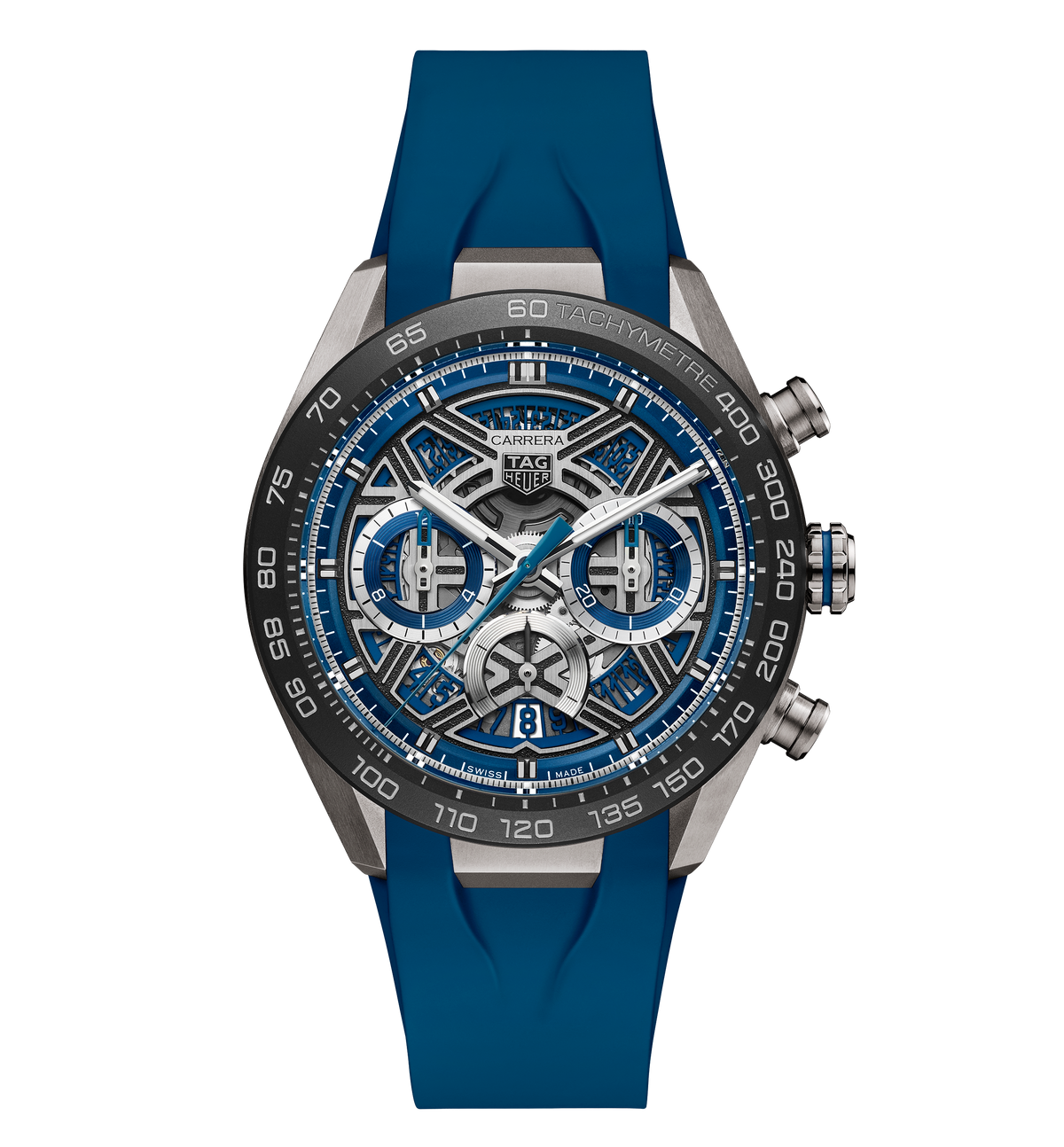 TGHR Carrera Chronograph Extreme Sport Watch with Blue Rubber Strap