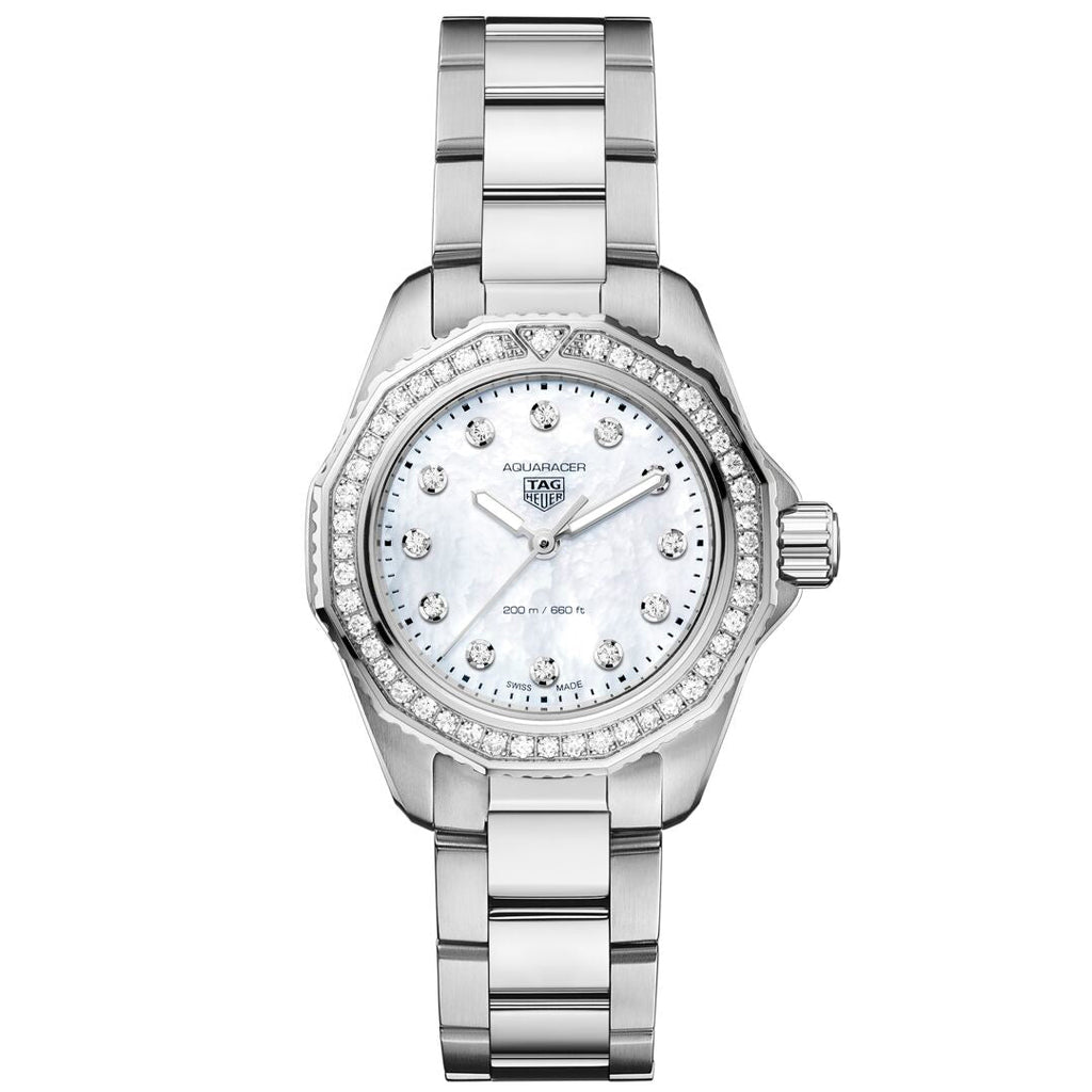 TGHR Aquaracer Professional 200 with White Dial & Diamonds