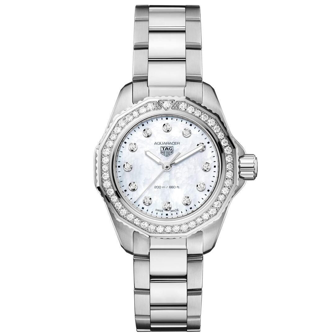TGHR Aquaracer Professional 200 with White Dial & Diamonds