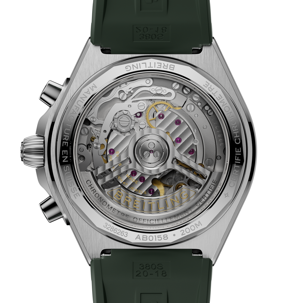 BRT Chronomat B01 Chronograph 42 Watch with Green Rubber Strap