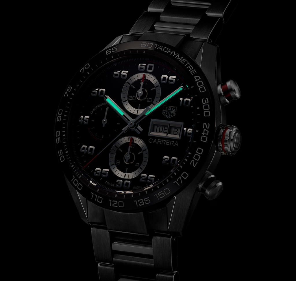 TGHR Carrera Chronograph Watch with Black Dial