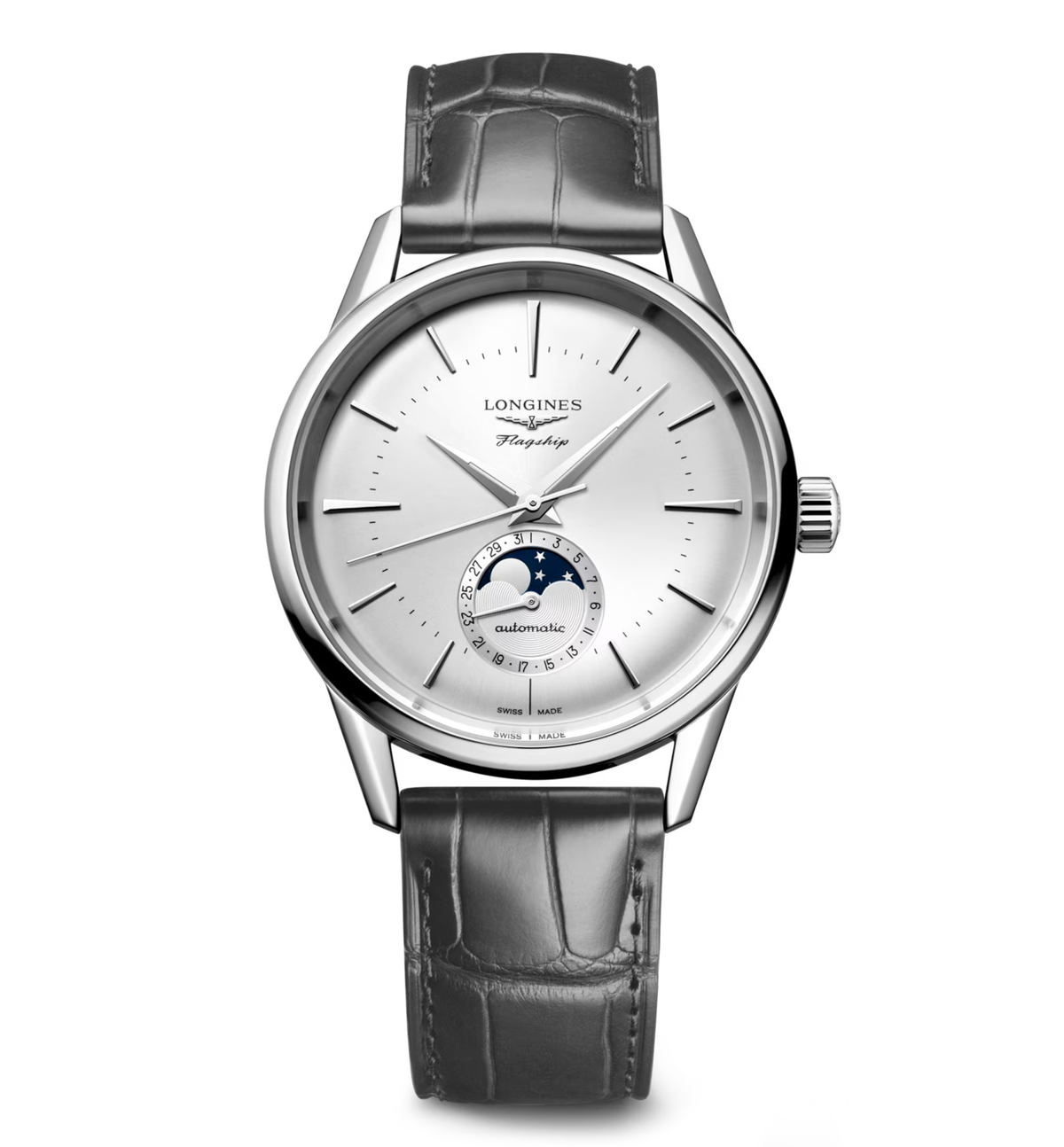 LNGS Flagship Heritage 38.50mm Watch with Black Leather Strap