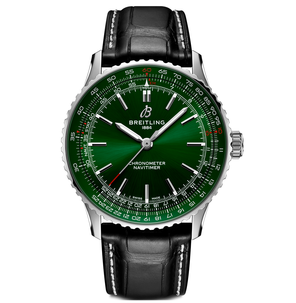BRT Navitimer Automatic 41 Watch with Black Leather Strap
