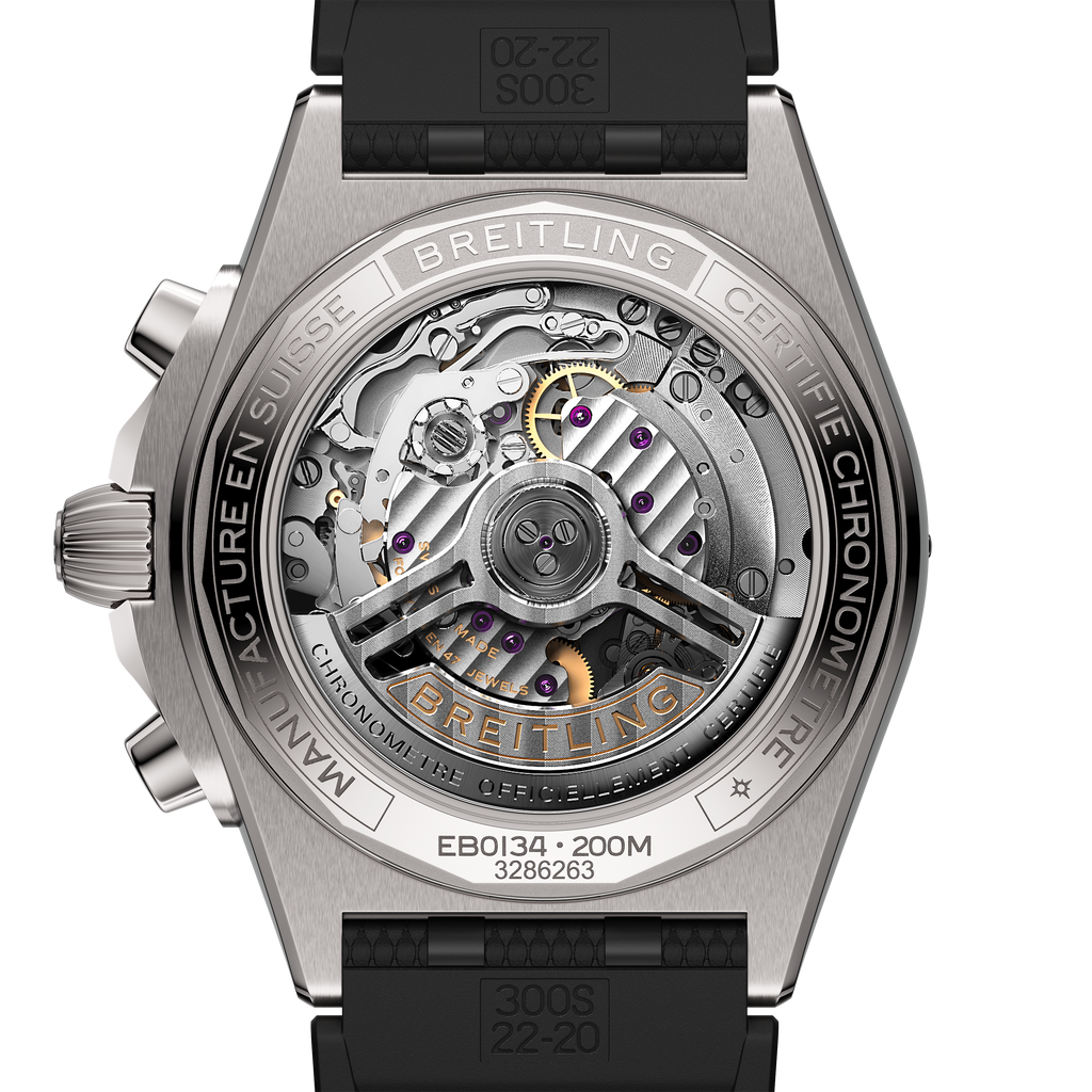 BRT Chronomat B01 42 Watch with Black Rubber Rouleaux Strap