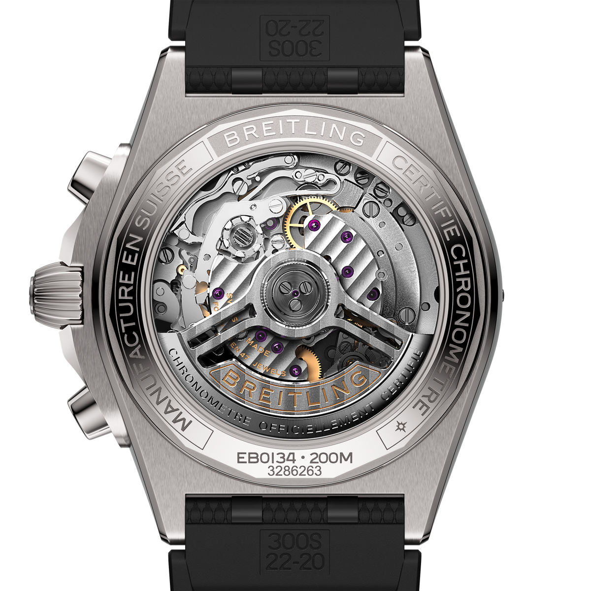 BRT Chronomat B01 42 Watch with Black Rubber Rouleaux Strap