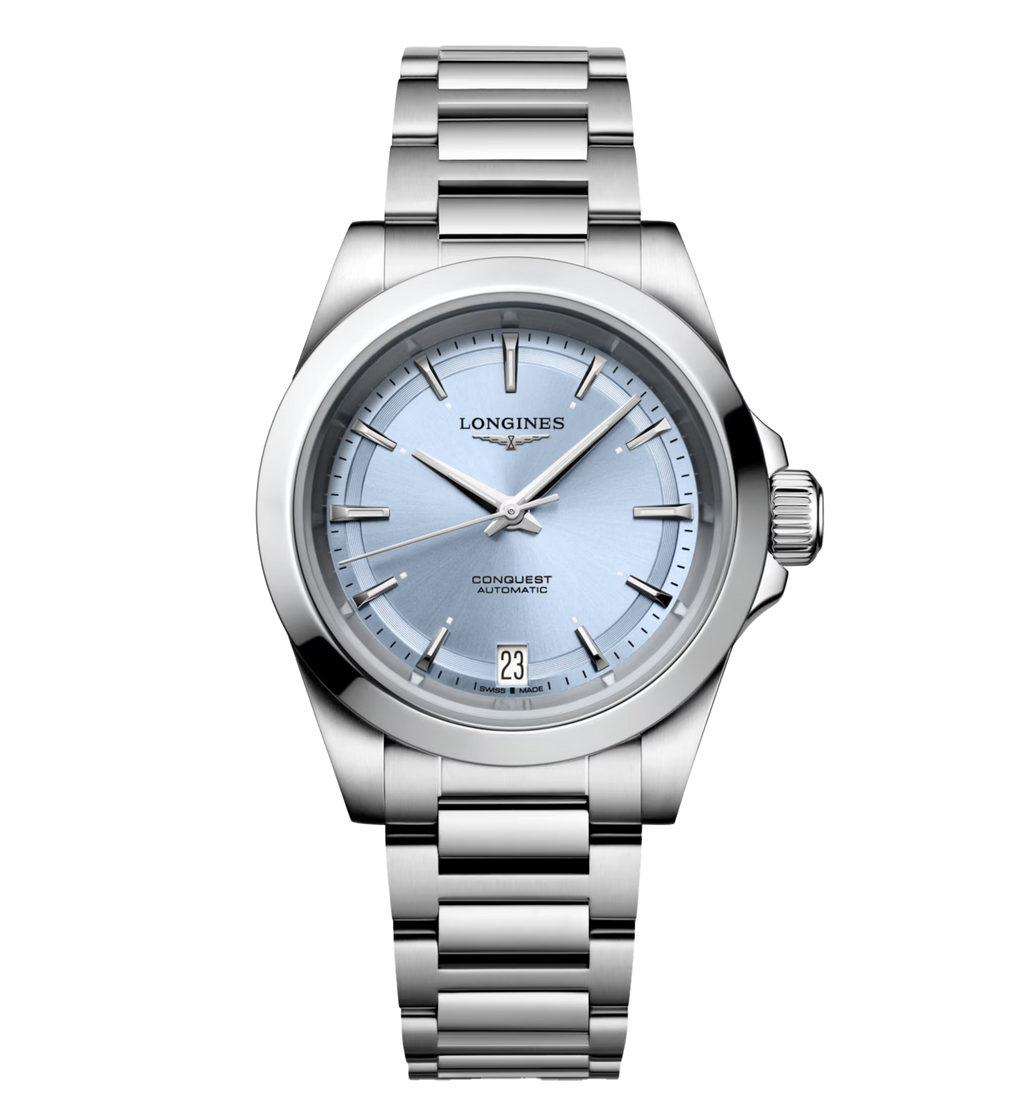 LNGS Conquest 34mm Watch with Baby Blue Dial