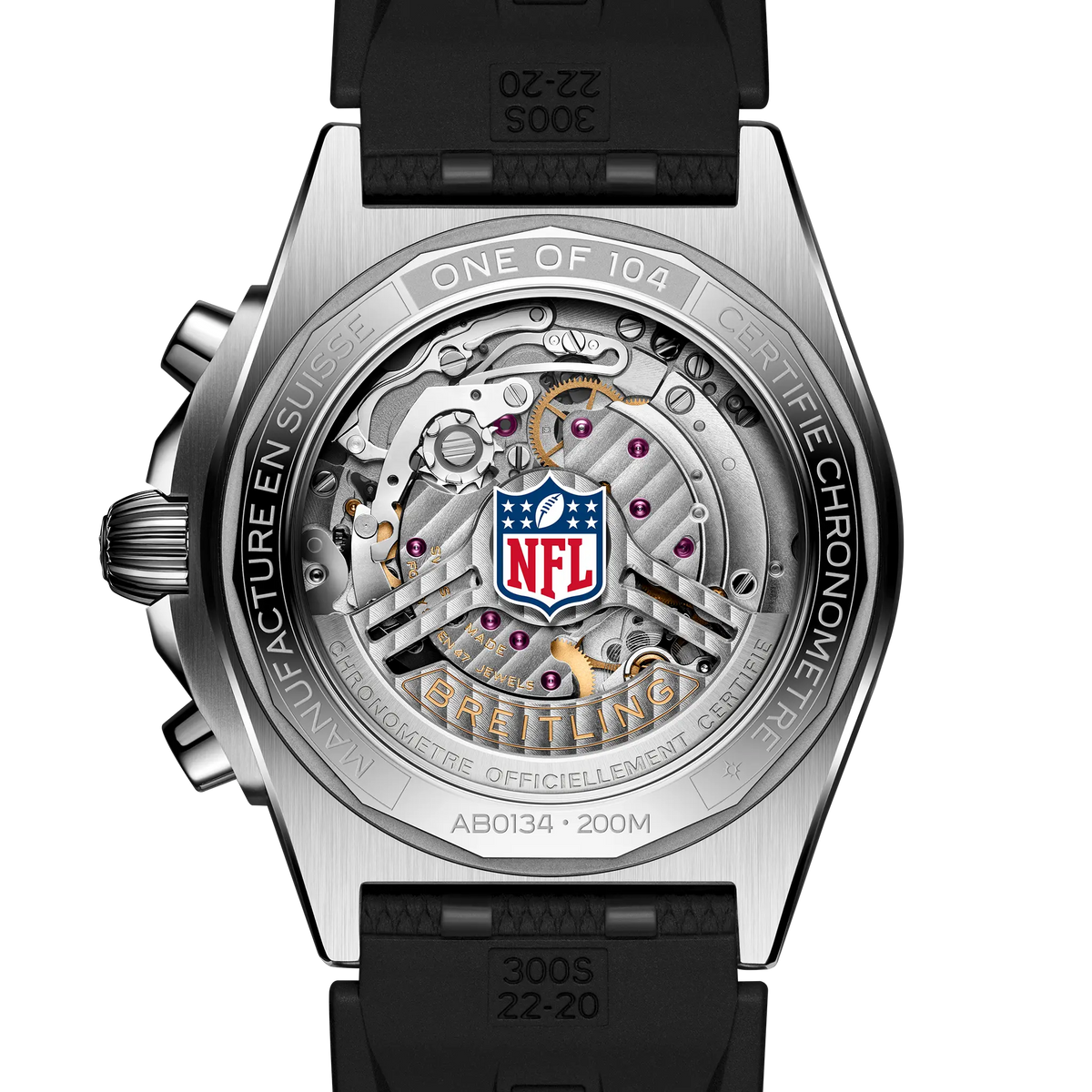 BRT Chronomat B01 42 NFL Carolina Panthers Edition with Rubber Strap