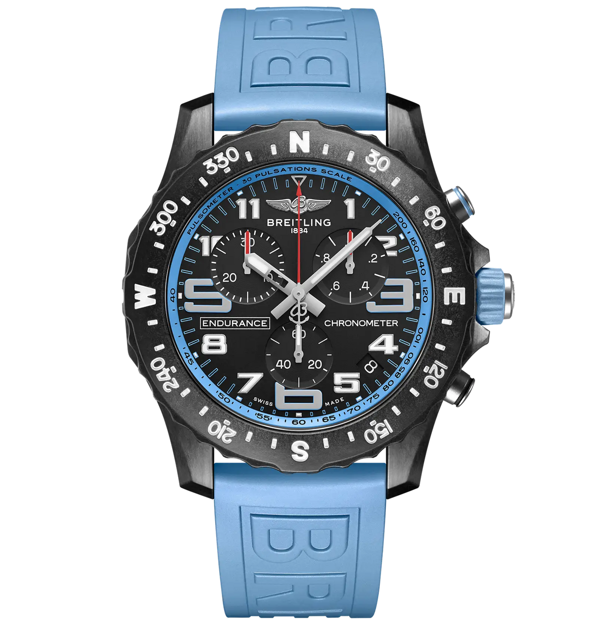 BRT Professional Endurance Pro 44 Watch with Light Blue Rubber Strap