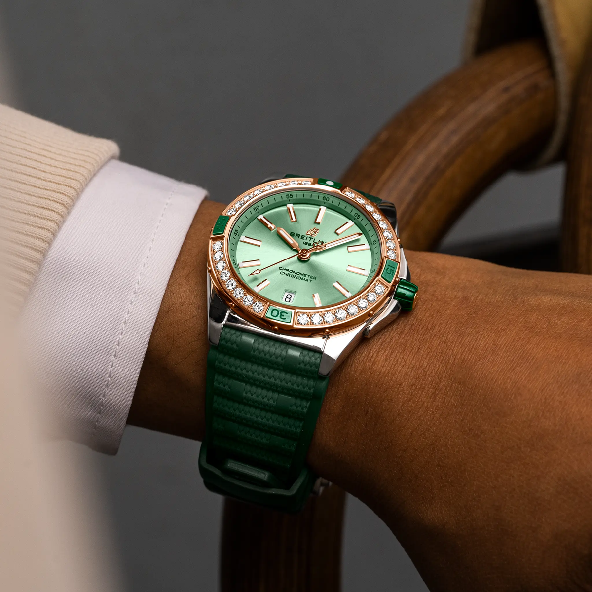 BRT Super Chronomat Automatic 38 Watch with Diamonds