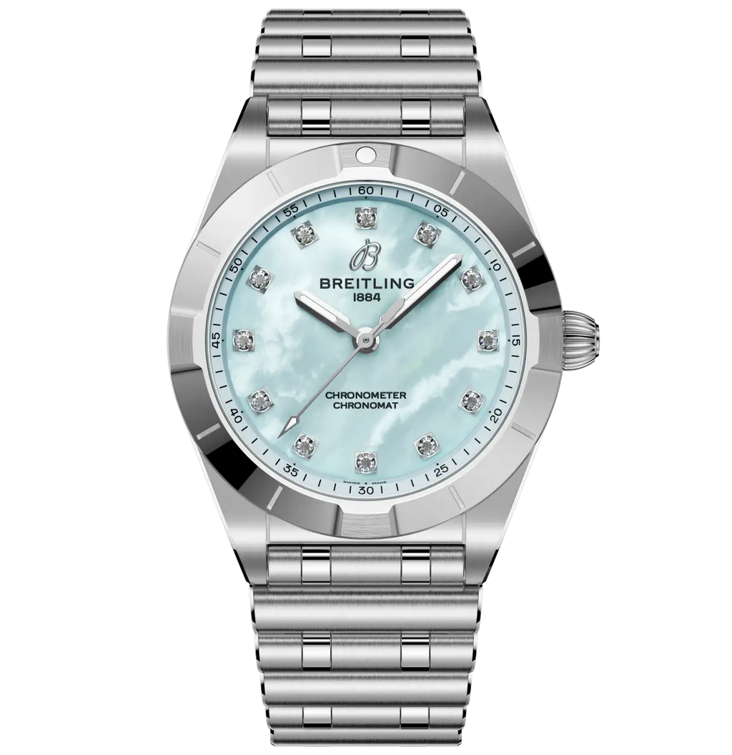 BRT Chronomat 28 Watch with Blue Mother of Pearl Dial