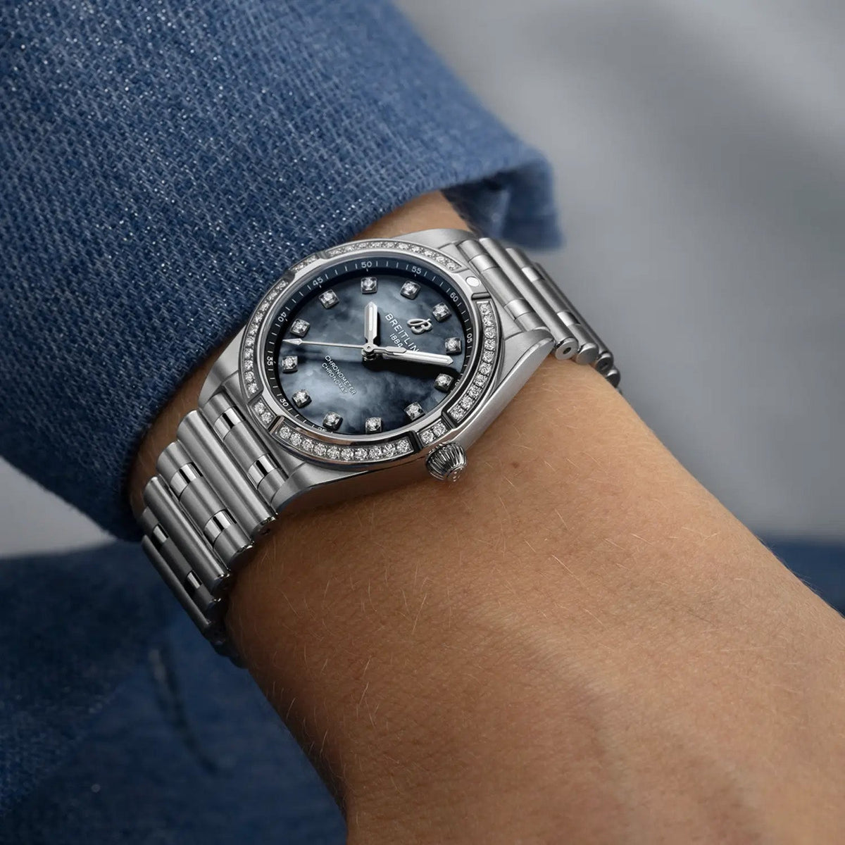 BRT Chronomat 28 Watch with Black Mother of Pearl Dial