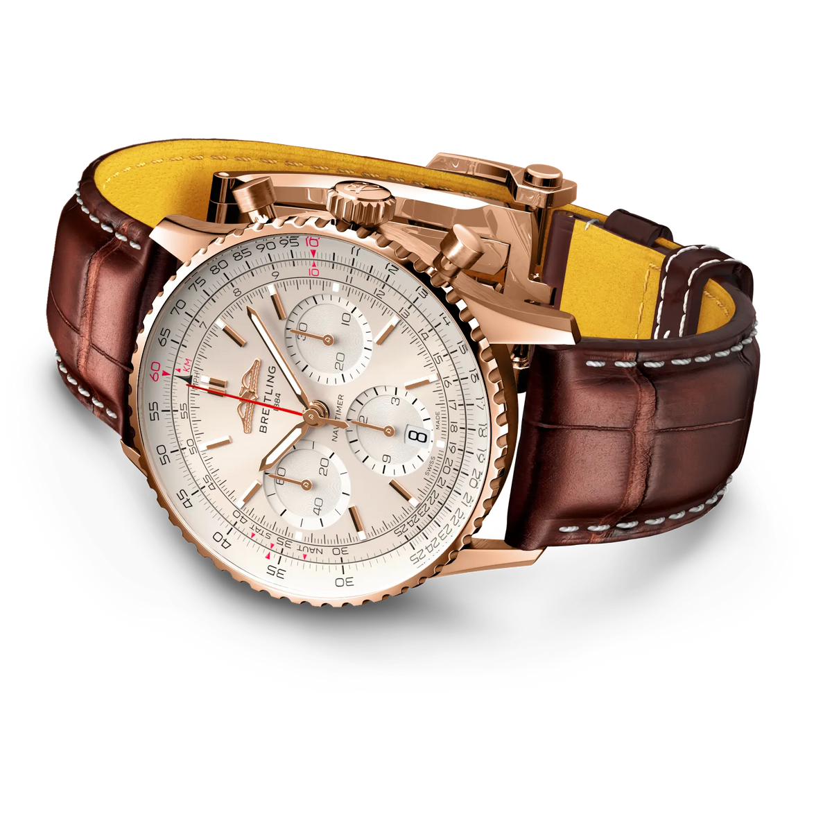 BRT Navitimer B01 Chronograph 41 Watch with Leather Strap