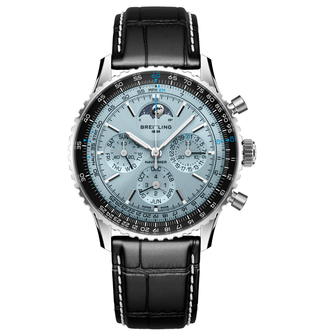 BRT Navitimer B19 Chronograph 43 Perpetual Calendar Watch with Leather Strap