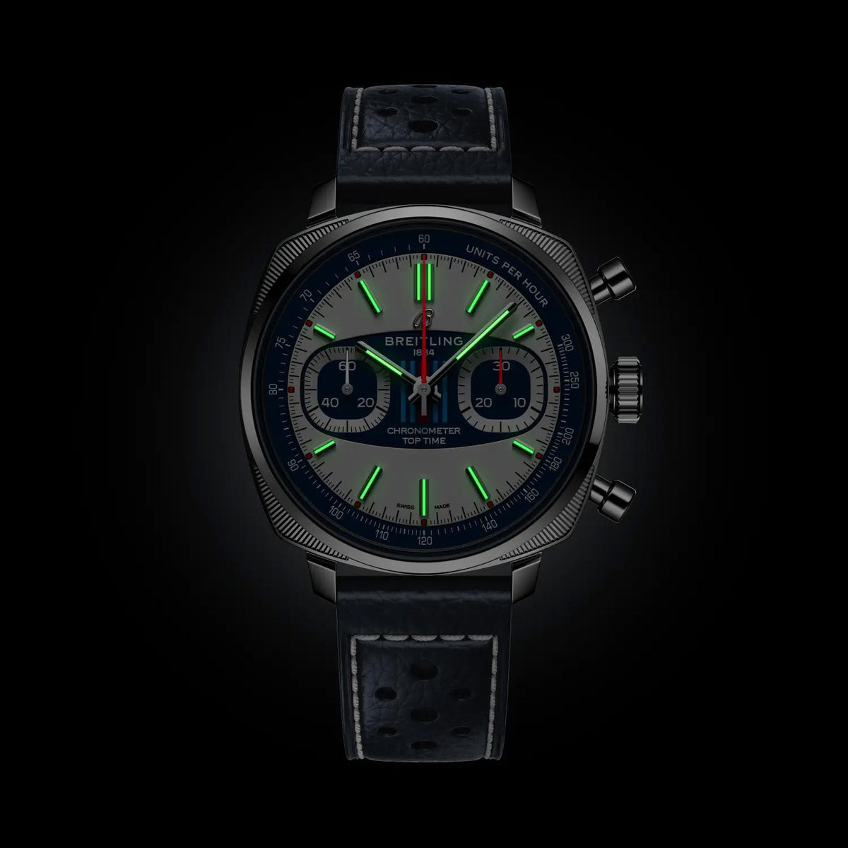 BRT Top Time B01 Racing 38mm Watch with Dark Blue Leather Strap, Limited Edition