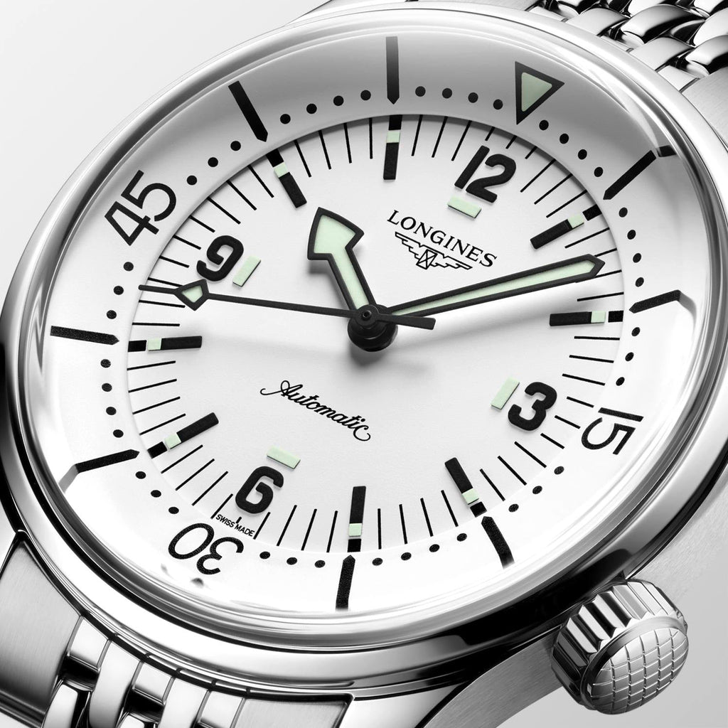 LNGS Legend Diver 39mm Watch with White Dial