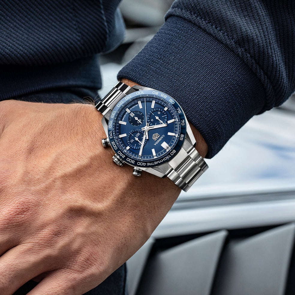 TGHR Carrera Men's Automatic Sports Chronograph 44mm Blue Dial Watch