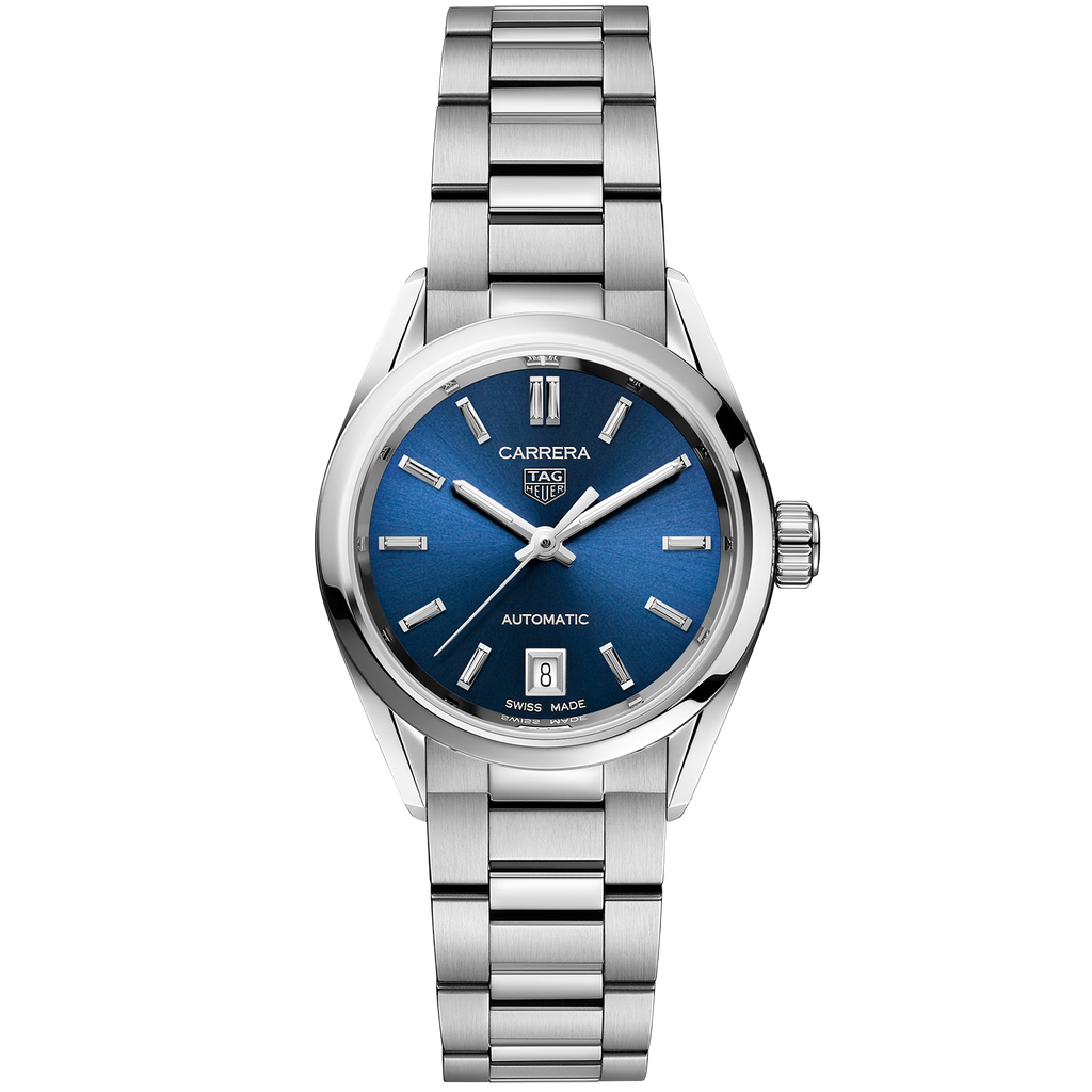 TGHR Carrera Calibre 9 Automatic Ladies' Blue Steel Watch, 29mm
