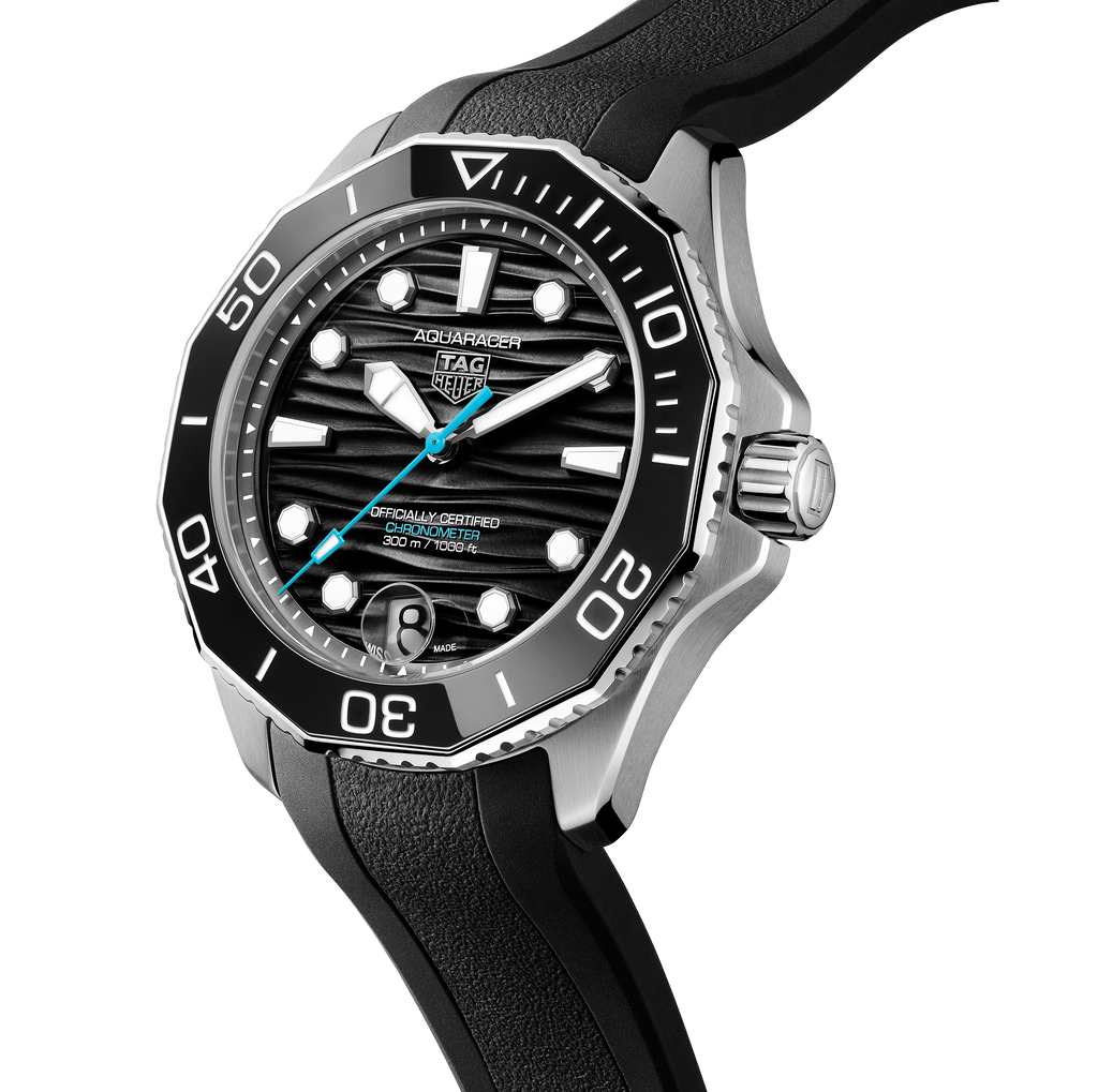 TGHR Aquaracer Professional 300 Date Watch with Black Rubber Strap