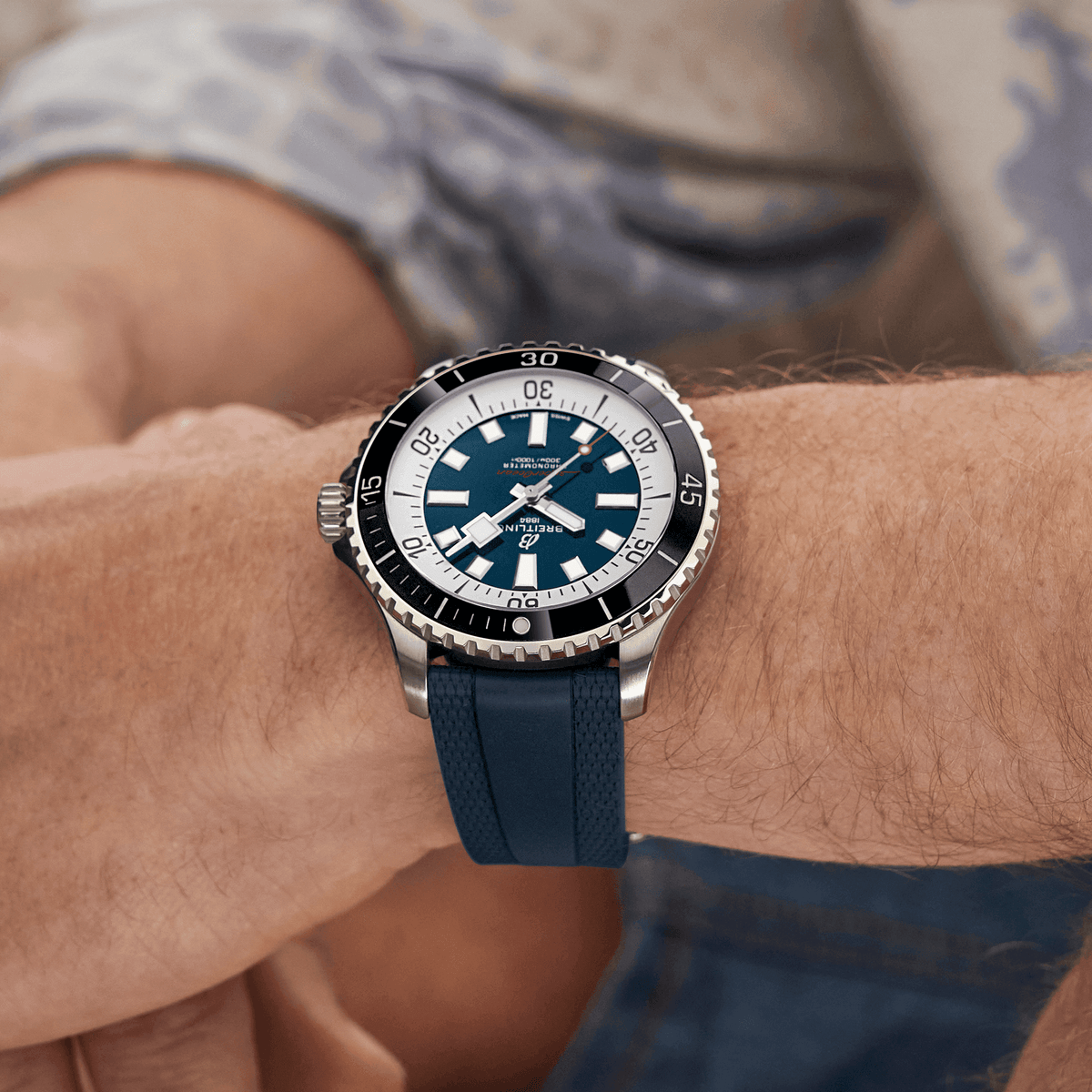 BRT Superocean Blue on Rubber Watch, 44mm