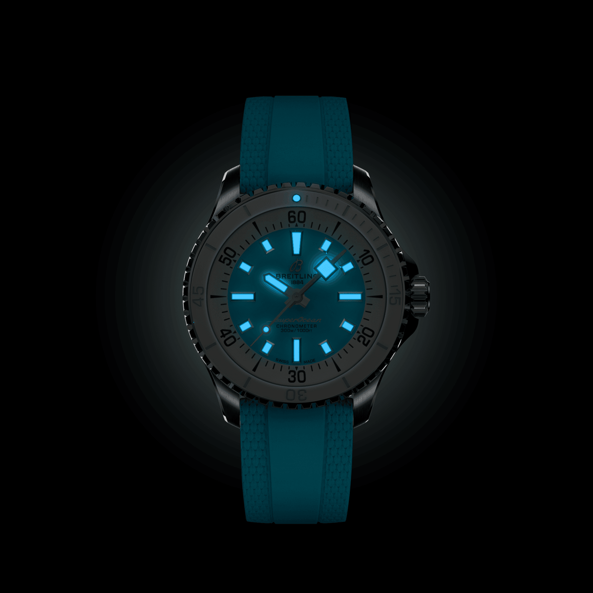 BRT Superocean Turquoise on Rubber Watch, 36mm
