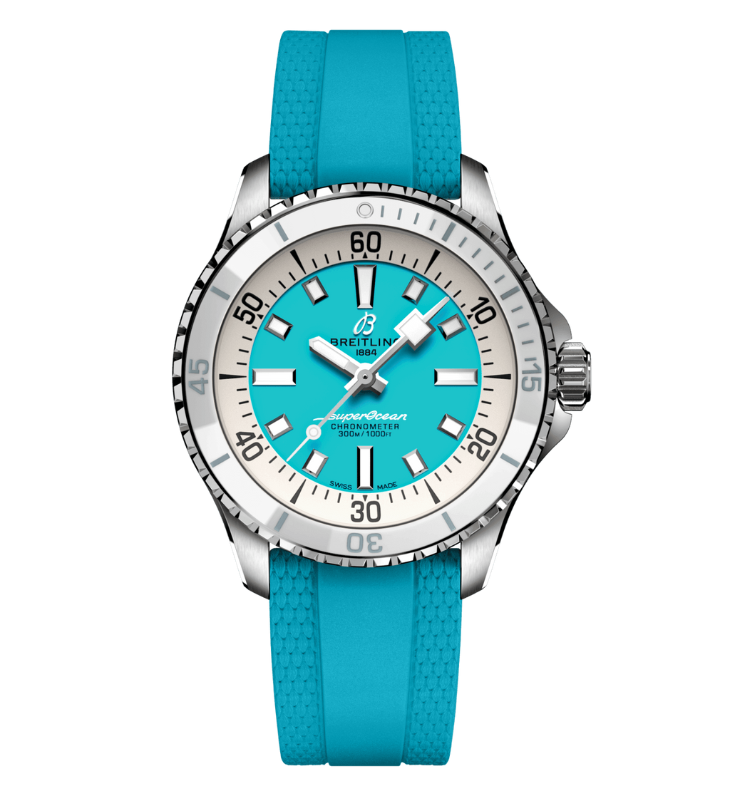 BRT Superocean Turquoise on Rubber Watch, 36mm