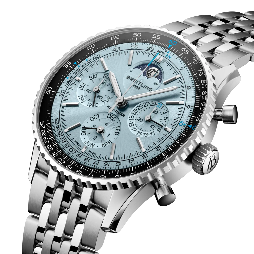 BRT Navitimer B19 Chronograph 43 Perpetual Calendar Watch with Stainless Steel Bracelet