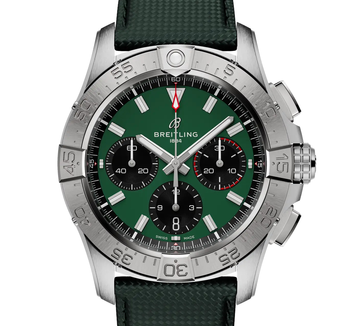 BRT Avenger B01 Chronograph 42 Watch with Dark Green Strap