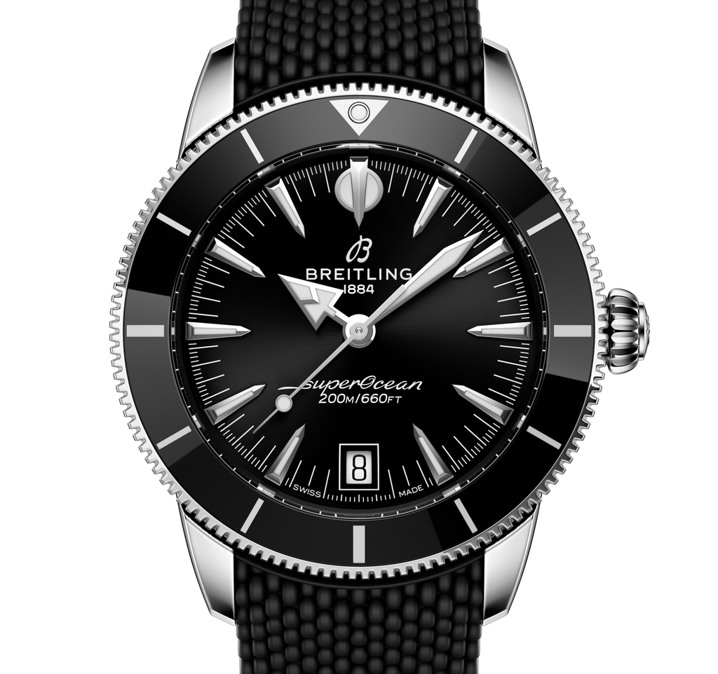 BRT Superocean Heritage B31 Automatic 40 Watch with Black Mesh Rubber Strap