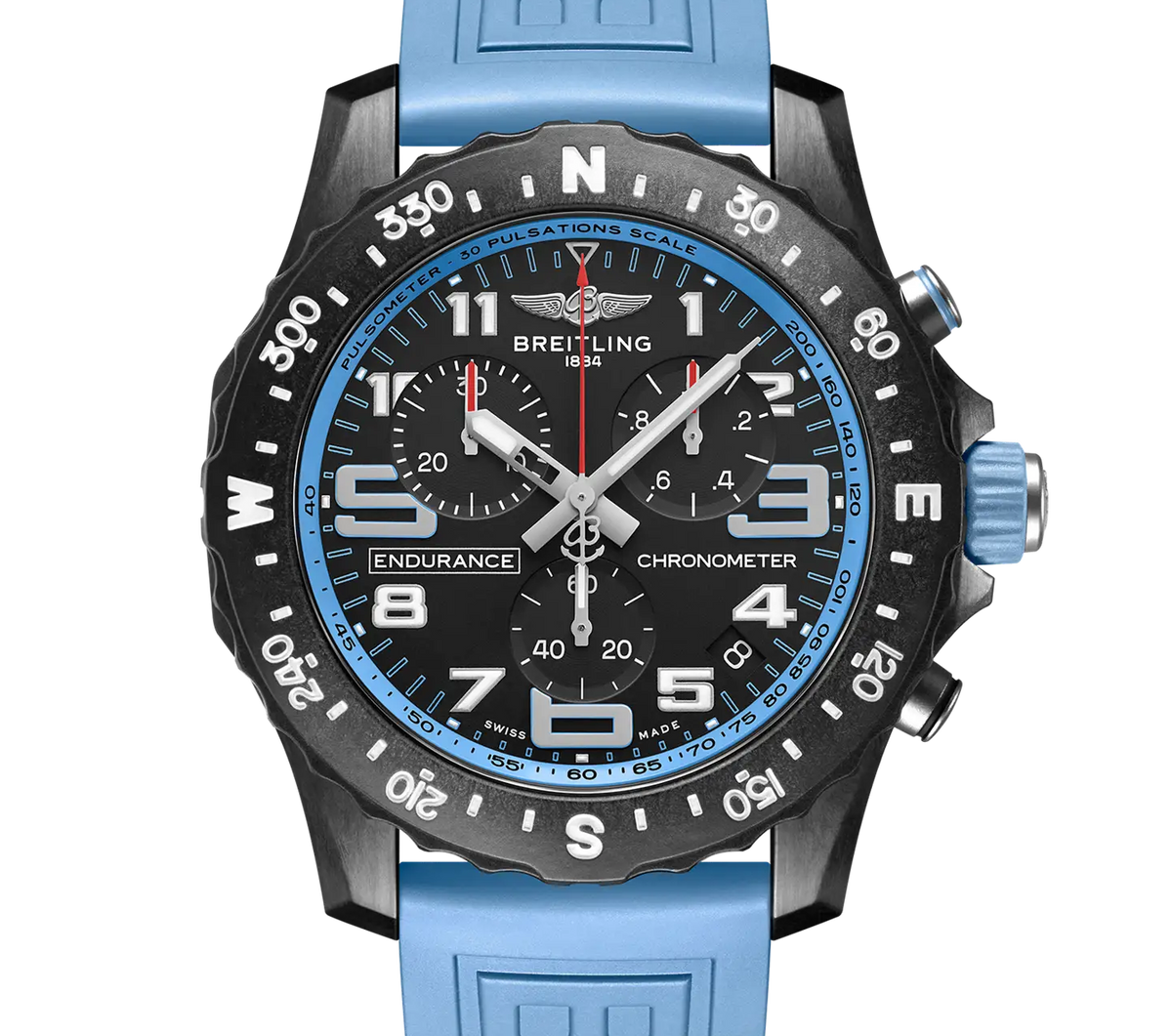 BRT Professional Endurance Pro 44 Watch with Light Blue Rubber Strap