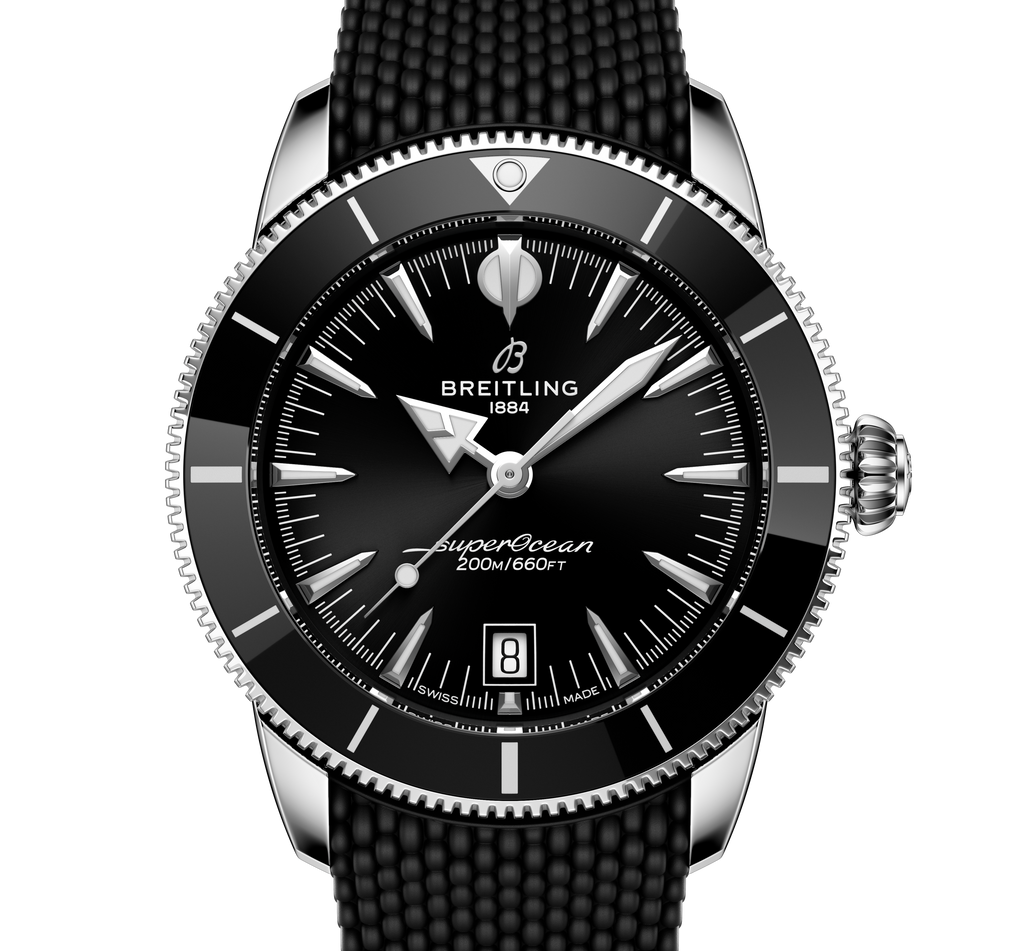 BRT Superocean Heritage B31 Automatic 42 Watch with Black Mesh Rubber Strap